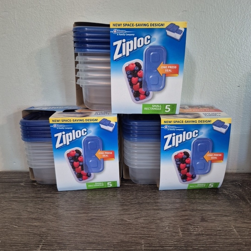Ziploc One Press Seal Small Rectangle Container - 5 Ct
